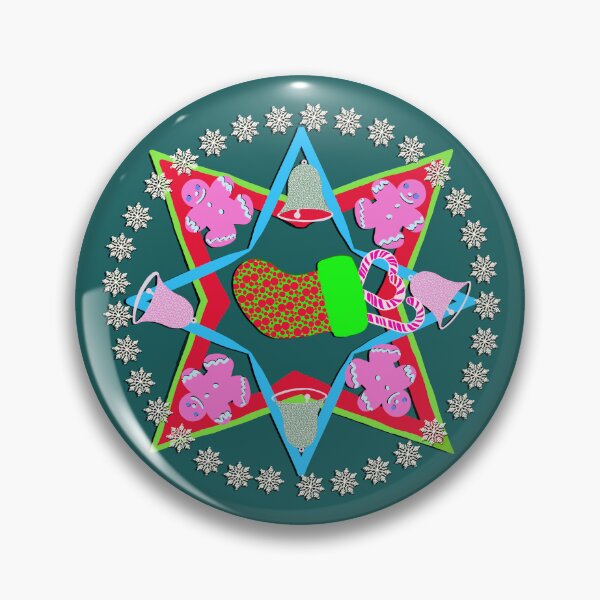 Item preview, Hand Drawn Christmas Mandala with Gingerbread People Christmas Bells, Christmas Scocks, Snowflakes designed and sold by Victoria Rose.