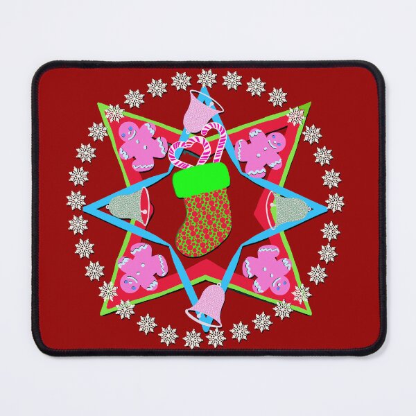 Item preview, Hand Drawn Christmas Mandala with Gingerbread People Christmas Bells, Christmas Scocks, Snowflakes designed and sold by Victoria Rose.