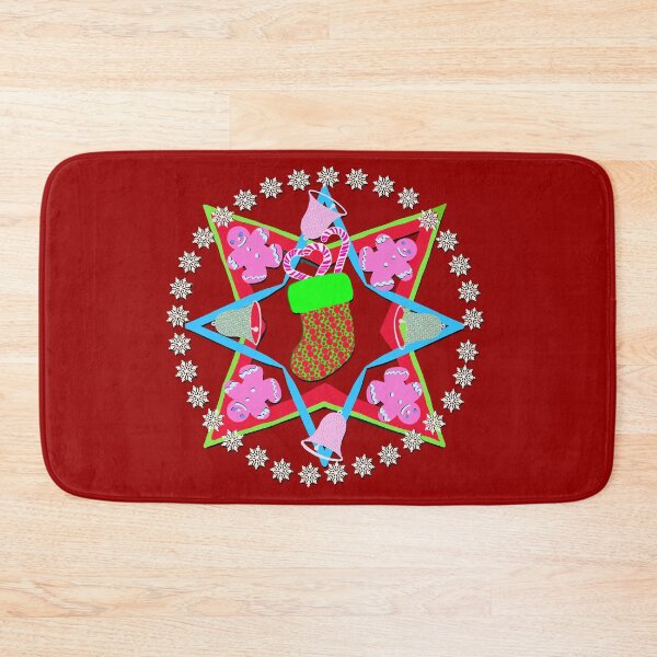 Item preview, Hand Drawn Christmas Mandala with Gingerbread People Christmas Bells, Christmas Scocks, Snowflakes designed and sold by Victoria Rose.