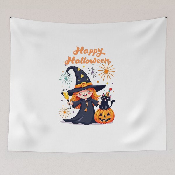 Item preview, new year's eve with the little girl, the cat, and halloween magic designed and sold by wineesshop.