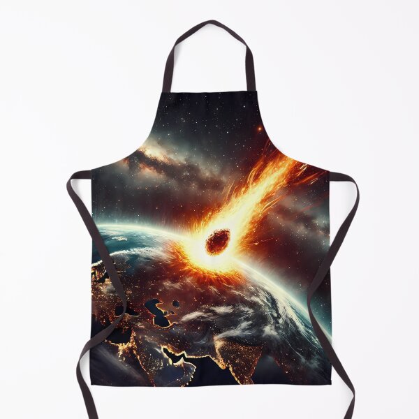 Item preview, A burning meteorite hits Earth against the backdrop of stars and the Milky Way, creating a dramatic scene. designed and sold by OrbitOdyssey.