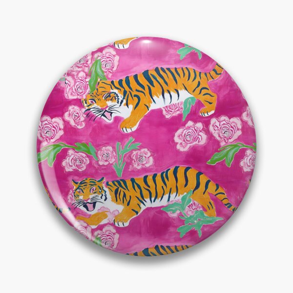 Item preview, Chinoiserie tiger on hot pink designed and sold by SophieClimaArt.
