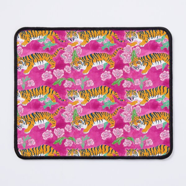 Item preview, Chinoiserie tiger on hot pink designed and sold by SophieClimaArt.