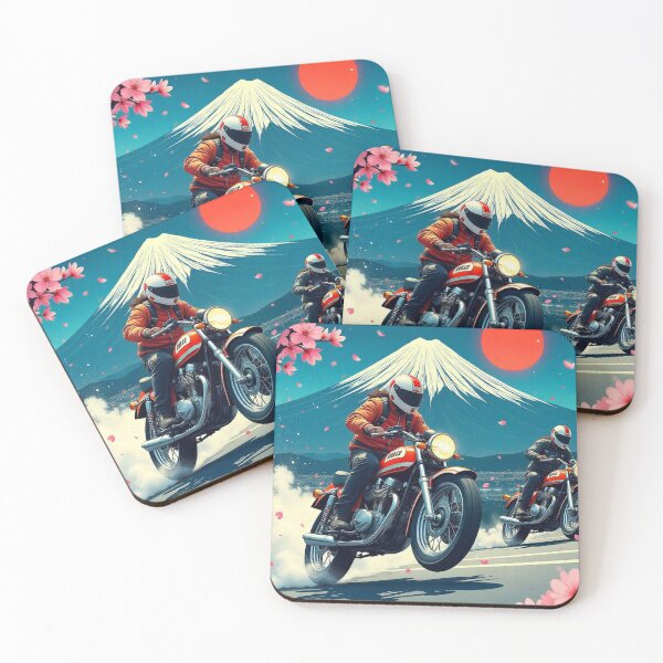 Item preview, motorcycle, motorcycle race, JDM, Japan, Cherry Blossom, Anime, Mt Fuji, 70s, designed and sold by tshirtart2024.