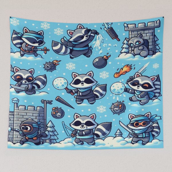 Item preview, Raccoon Ninja Winter Heist Pattern designed and sold by Imaginarium of Chaos falcon88 .