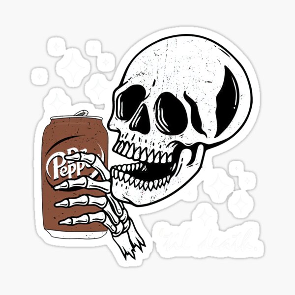 Vista previa del artículo con la obra «Divertido hasta la muerte Dr. Pepper, esqueleto Halloween Navidad», diseñado y vendido por sophirobin.
