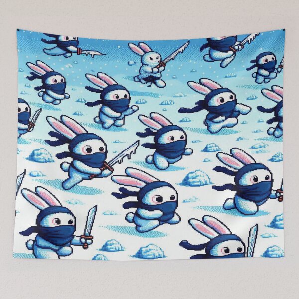 Item preview, Hopping Winter Hare 8-Bit Pattern designed and sold by Imaginarium of Chaos falcon88 .