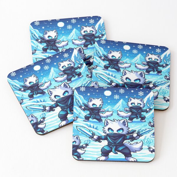 Item preview, Arctic Wolf Ninja Pixel Pattern designed and sold by Imaginarium of Chaos falcon88 .