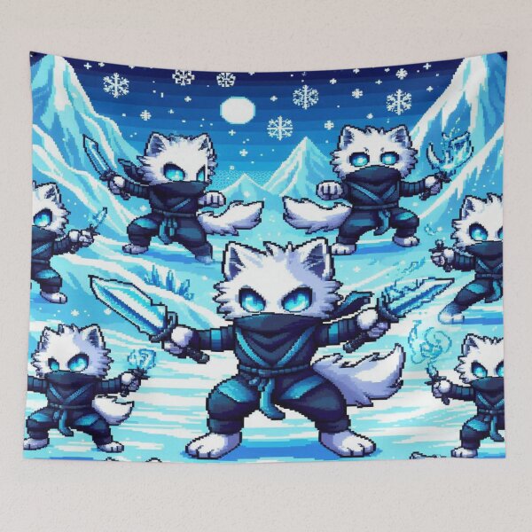 Item preview, Arctic Wolf Ninja Pixel Pattern designed and sold by Imaginarium of Chaos falcon88 .