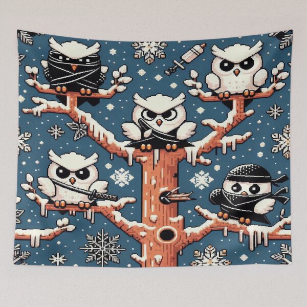 Item preview, 8-Bit Snowy Owl Ninja Grid designed and sold by Imaginarium of Chaos falcon88 .