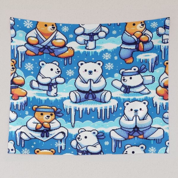 Item preview, Polar Bear Ninja 8-Bit Pattern designed and sold by Imaginarium of Chaos falcon88 .