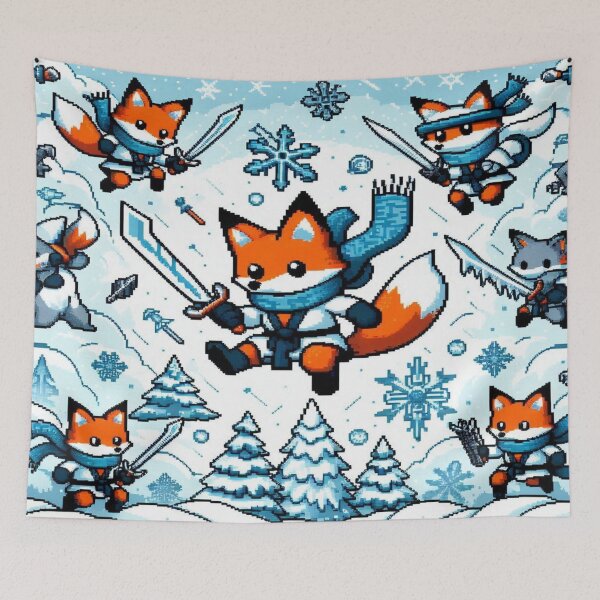 Item preview, 8-Bit Frost Fox Ninja Pattern designed and sold by Imaginarium of Chaos falcon88 .