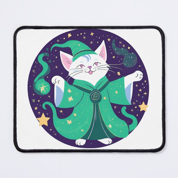 Item preview, The Green Magical Cat Wizard designed and sold by MarCreativArt.