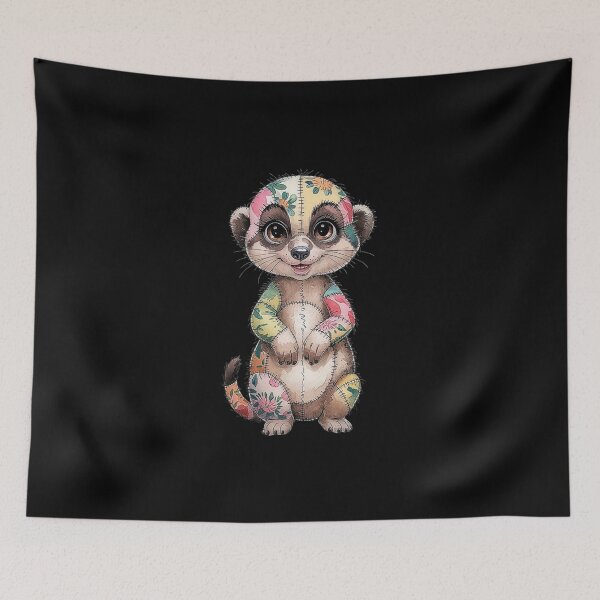 Item preview, Playful Stitched Floral Meerkat Design for Art and Decor designed and sold by love3617.