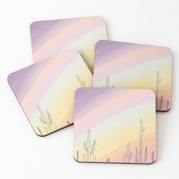 Item preview, Abstract Gradient Pattern: Soft rainbow Shades, with Silhouettes of Minimalist Cacti designed and sold by MyriadVoices.