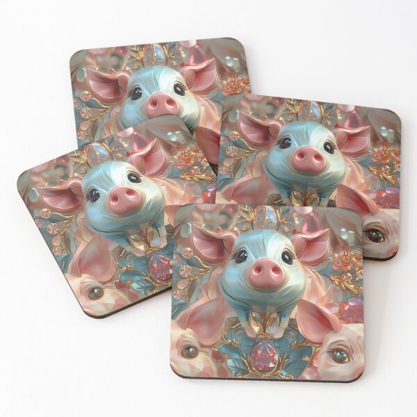 Item preview, Playful 3D Piglets with Vintage Gemstone Accents designed and sold by digitalvintage.