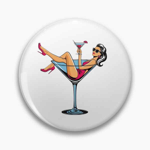 Artikelvorschau, Frau in einem Cocktail-Martini-Glas entworfen und verkauft von MoodyGoodsStudio.