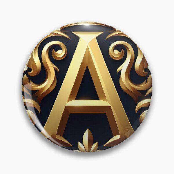 Item preview, gold-plated emblem with a prominent letter "A" at its core. designed and sold by ShihawyAhmad.