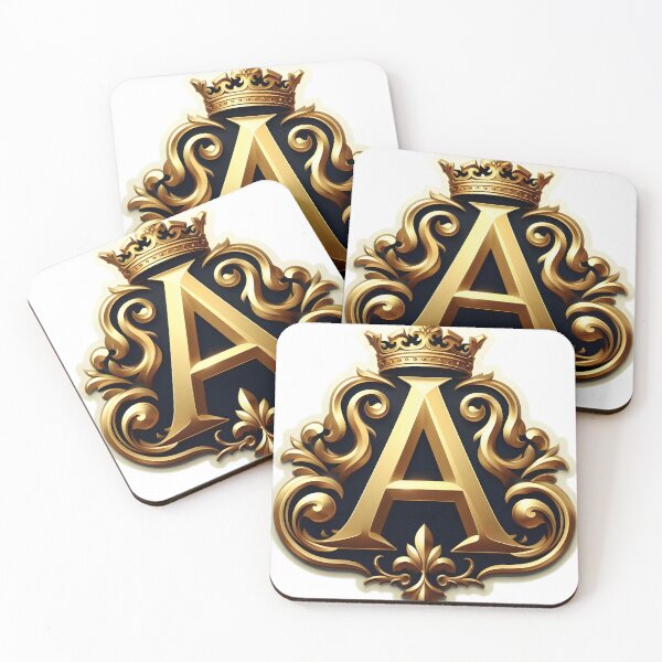 Item preview, gold-plated emblem with a prominent letter "A" at its core. designed and sold by ShihawyAhmad.