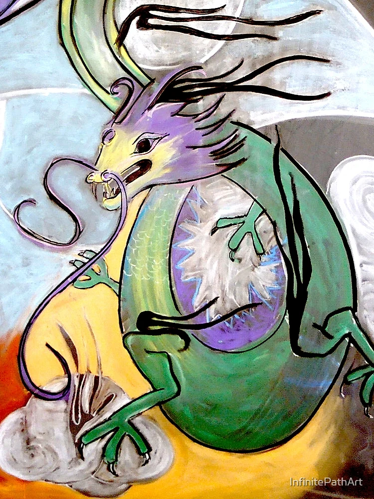 Thumbnail 3 of 3, Scarf, Cloud Dragon designed and sold by InfinitePathArt.