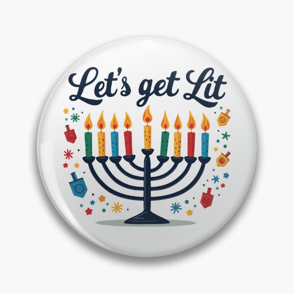 Item preview, Let's Get Lit Fun Hanukkah Menorah and Dreidel Sticker Design designed and sold by CreativeNewDawn.