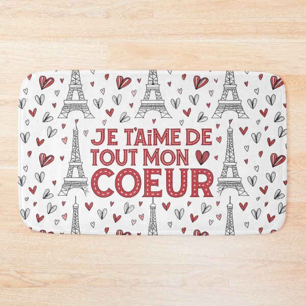 Item preview, Romantic French Artwork: 'Je T'aime de Tout Mon Cœur' with Eiffel Tower and Heart Pattern designed and sold by Michael van der Hoorn.