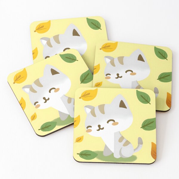 Item preview, Cute Cat Playing with Leaves Autumn Kitten designed and sold by Wiss2Arts.