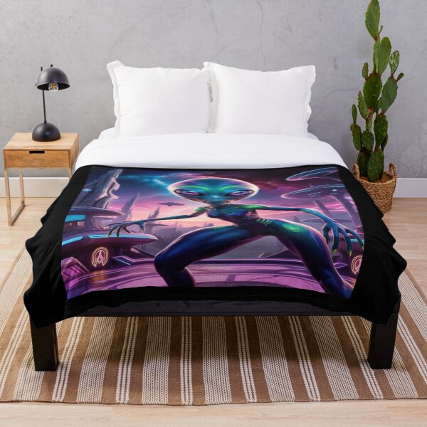 Artikelvorschau, Ein futuristischer Außerirdischer in einem neonbeleuchteten Universum. entworfen und verkauft von MrTrendyDesigns.
