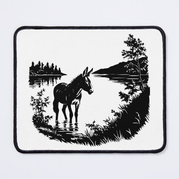 Item preview, Donkey Mule Burro Mini Horse Esel Lake Scene Swamp designed and sold by inkoutninja.