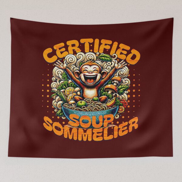 Item preview, Certified Soup Sommelier – Playful Monkey Art designed and sold by Belarte.shop.