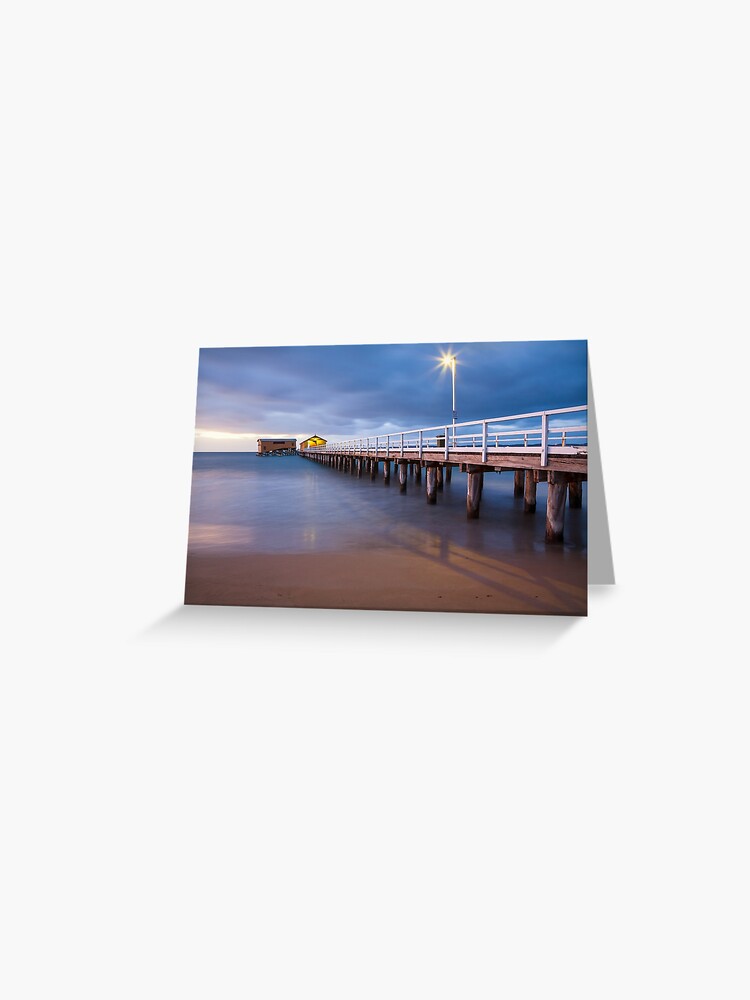 Thumbnail 1 of 2, Greeting Card, Queenscliff Pier Autumn Dawn, Victoria, Australia designed and sold by Chockstone.