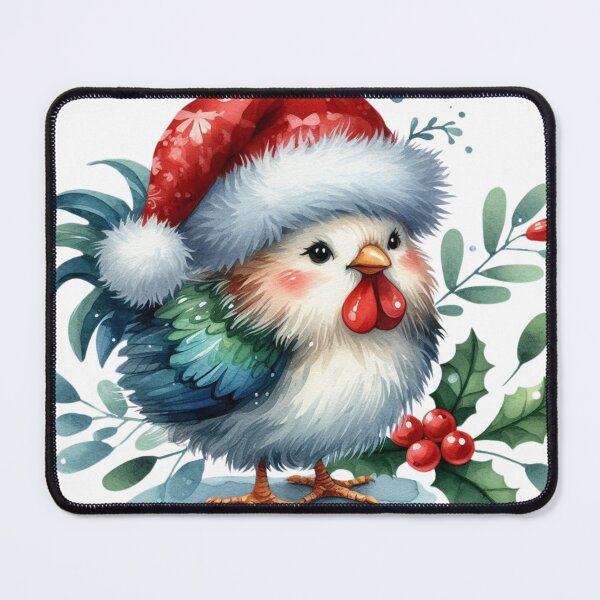 Item preview, Festive Cluck: Christmas Chicken with Santa Hat and Mistletoe designed and sold by TeetasticBtque.