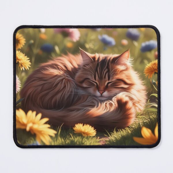 Item preview, A little cat sleeps in the middle of a flower garden. designed and sold by somtob.