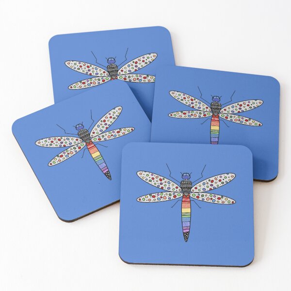 Item preview, Rainbow Dragonfly on Blue designed and sold by KHoltDesigns.