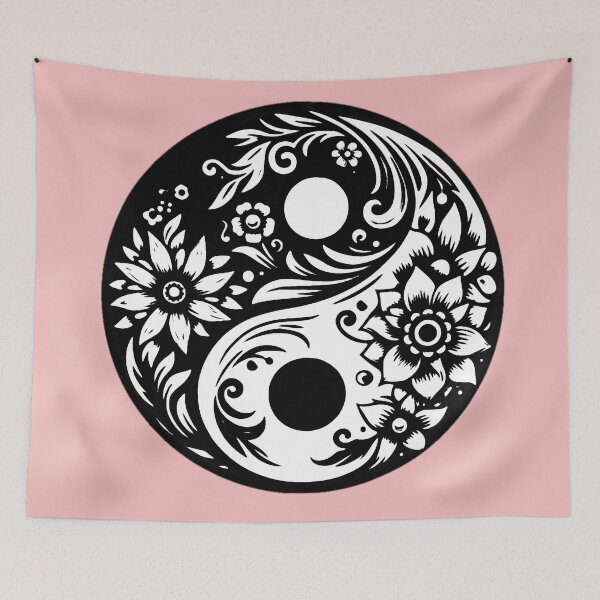 Aperçu de l'œuvre Yin Yang avec des fleurs créée et vendue par ViaARTfactory.