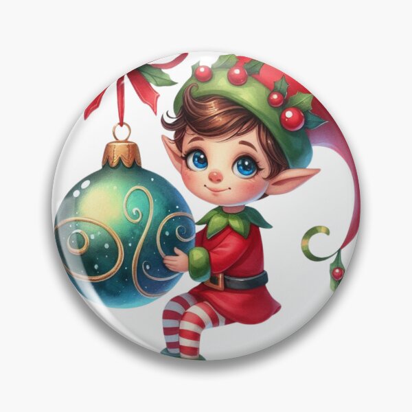 Item preview, Jolly Elf: Bright Blue-Eyed Helper with a Festive Green Ornament designed and sold by TeetasticBtque.