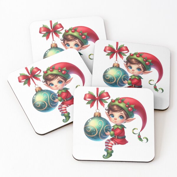 Item preview, Jolly Elf: Bright Blue-Eyed Helper with a Festive Green Ornament designed and sold by TeetasticBtque.