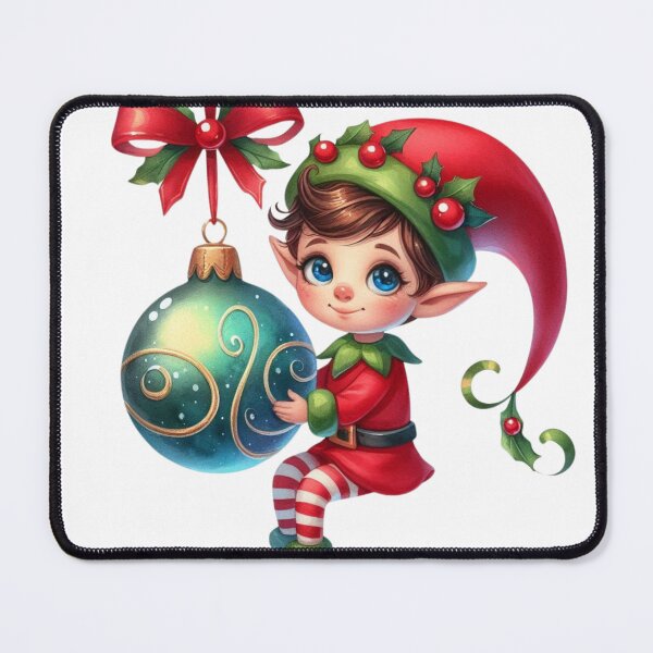 Item preview, Jolly Elf: Bright Blue-Eyed Helper with a Festive Green Ornament designed and sold by TeetasticBtque.