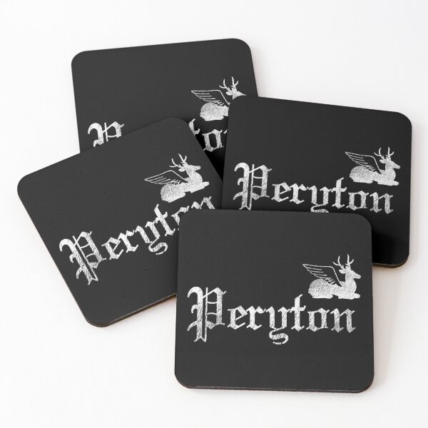 Item preview, Black letter script in white with a peryton designed and sold by GothicByNature.