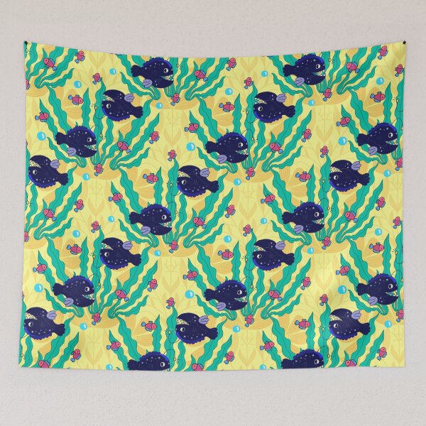 Item preview, Angler Fish & Seaweed Illustrated, Marine Life designed and sold by AryaSubramanian.