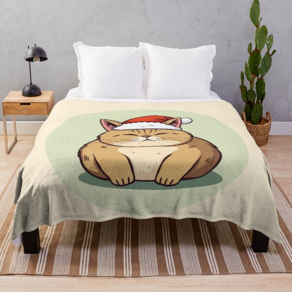 Item preview, fat cat wearing christmas santa hat designed and sold by nuel-art.