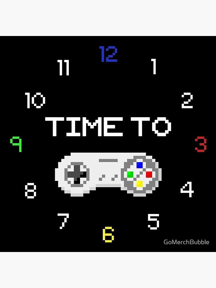 "Time to Game 8Bit Design" Clock for Sale by GoMerchBubble Redbubble