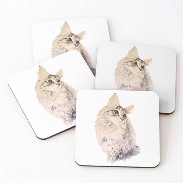 Item preview, Maine coon cat portrait designed and sold by SerenArtinOz.