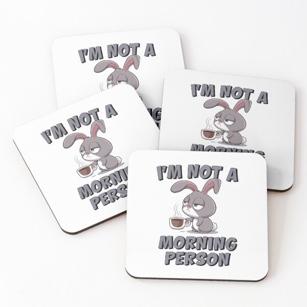 Item preview, Glum Morning Rabbit with Coffee - "I'm Not a Morning Person" designed and sold by UrbanPopDesigns.