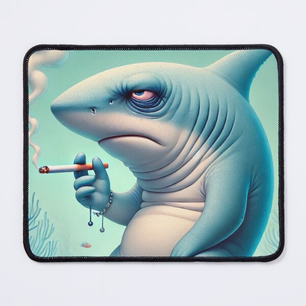 Item preview, Tired Shark Smoking Underwater - Whimsical Ocean designed and sold by mkzmerch.