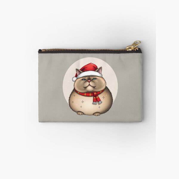 Item preview, fat cat wearing christmas santa hat designed and sold by nuel-art.