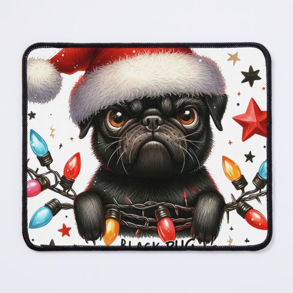 Item preview, Christmas Holiday Fawn And Black Pug designed and sold by yunamaliskova.