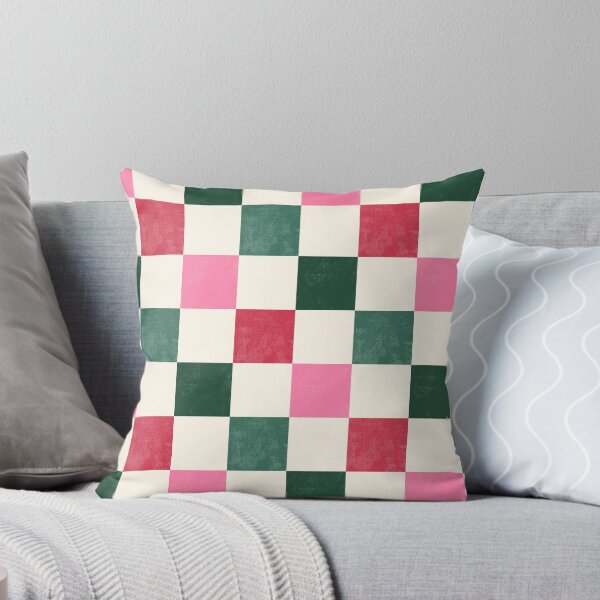Item preview, Vintage Christmas Colors pink red and green checkered designed and sold by Guided by Light Art.