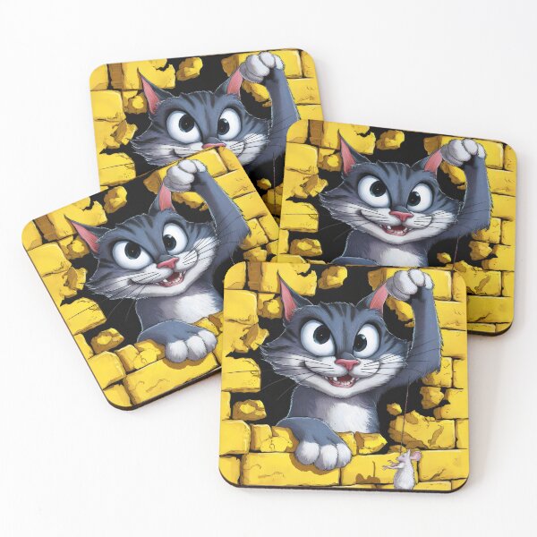 Item preview, Cat and mouse in the wall. designed and sold by MyHappyArtShop.