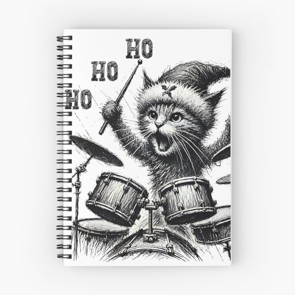 Item preview,  Cat Playing drums Christmas designed and sold by ArtFeverShop.